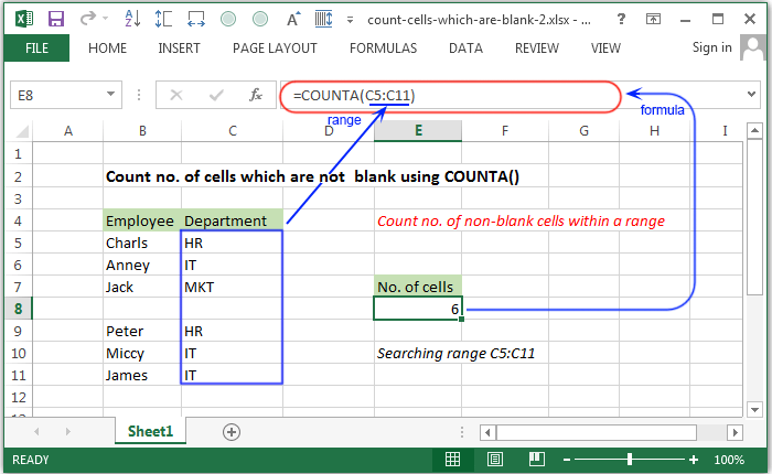 In cell d15 enter a formula using a counting function