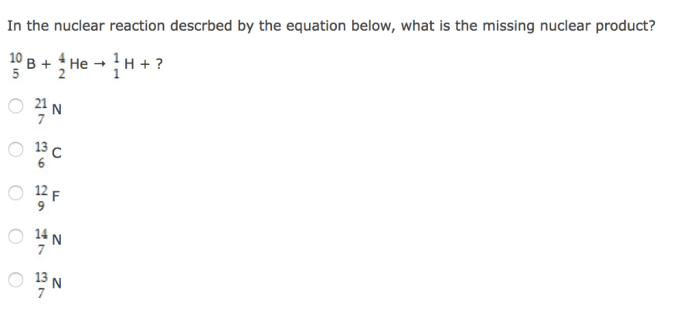 Nuclear equation complete question transcribed text show