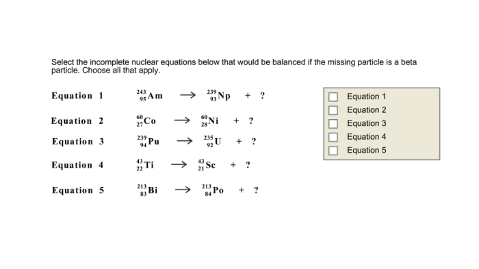 Nuclear equation balanced notation writing chemistry exercise sample central